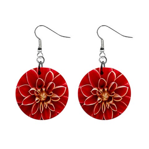 Red Dahila Mini Button Earrings from ZippyPress Front