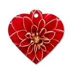 Red Dahila Dog Tag Heart (Two Sided)