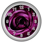Deep Purple Rose Wall Clock (Silver)