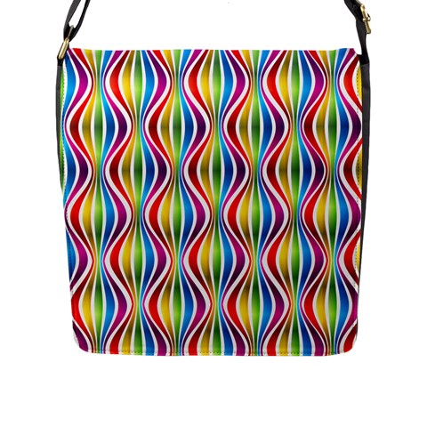 Rainbow Waves Flap Closure Messenger Bag (Large) from ZippyPress Front