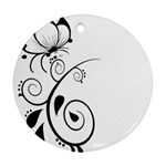 Floral Butterfly Design Round Ornament