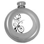 Floral Butterfly Design Hip Flask (Round)