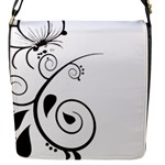 Floral Butterfly Design Flap Closure Messenger Bag (Small)