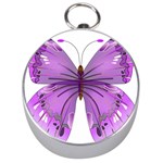 Purple Awareness Butterfly Silver Compass