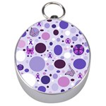 Purple Awareness Dots Silver Compass