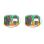 2 Yowie H,text & Furry In Outback, Cufflinks (Oval)
