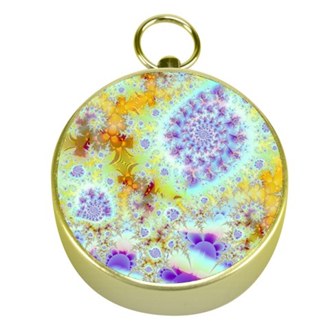 Golden Violet Sea Shells, Abstract Ocean Gold Compass from ZippyPress Front