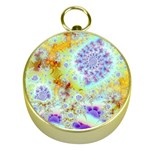 Golden Violet Sea Shells, Abstract Ocean Gold Compass