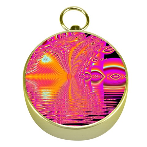 Magenta Boardwalk Carnival, Abstract Ocean Shimmer Gold Compass from ZippyPress Front