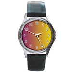 Tainted  Round Leather Watch (Silver Rim)