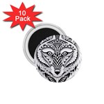 Ornate Foxy Wolf 1.75  Button Magnet (10 pack)