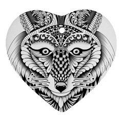 Ornate Foxy Wolf Heart Ornament (Two Sides) from ZippyPress Front