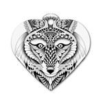 Ornate Foxy Wolf Dog Tag Heart (One Sided) 