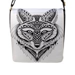 Ornate Foxy Wolf Flap Closure Messenger Bag (Large)