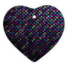 Polka Dot Sparkley Jewels 2 Heart Ornament (Two Sides) from ZippyPress Front