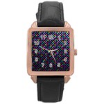 Polka Dot Sparkley Jewels 2 Rose Gold Leather Watch 