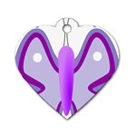 Cute Awareness Butterfly Dog Tag Heart (One Sided) 