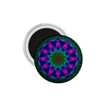Star Of Leaves, Abstract Magenta Green Forest 1.75  Button Magnet