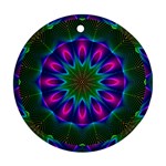 Star Of Leaves, Abstract Magenta Green Forest Round Ornament