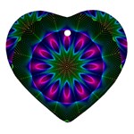 Star Of Leaves, Abstract Magenta Green Forest Heart Ornament