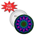 Star Of Leaves, Abstract Magenta Green Forest 1.75  Button (100 pack)