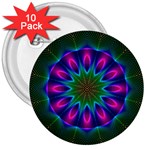 Star Of Leaves, Abstract Magenta Green Forest 3  Button (10 pack)
