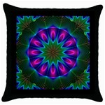 Star Of Leaves, Abstract Magenta Green Forest Black Throw Pillow Case