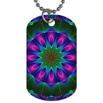 Star Of Leaves, Abstract Magenta Green Forest Dog Tag (Two-sided) 