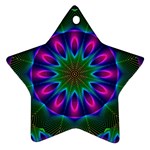Star Of Leaves, Abstract Magenta Green Forest Star Ornament (Two Sides)