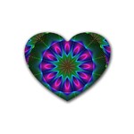 Star Of Leaves, Abstract Magenta Green Forest Drink Coasters (Heart)