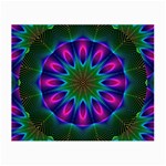 Star Of Leaves, Abstract Magenta Green Forest Glasses Cloth (Small, Two Sided)