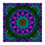 Star Of Leaves, Abstract Magenta Green Forest Glasses Cloth (Medium, Two Sided)