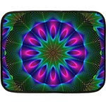 Star Of Leaves, Abstract Magenta Green Forest Mini Fleece Blanket (Two Sided)