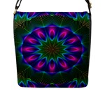Star Of Leaves, Abstract Magenta Green Forest Flap Closure Messenger Bag (Large)