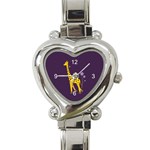 Purple Roller Skating Cute Cartoon Giraffe Heart Italian Charm Watch 