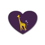 Purple Roller Skating Cute Cartoon Giraffe Drink Coasters 4 Pack (Heart) 