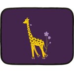 Purple Roller Skating Cute Cartoon Giraffe Mini Fleece Blanket (Two Sided)