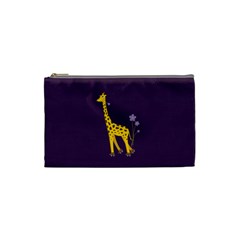 Purple Roller Skating Cute Cartoon Giraffe Cosmetic Bag (Small) from ZippyPress Front