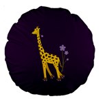 Purple Roller Skating Cute Cartoon Giraffe 18  Premium Round Cushion 