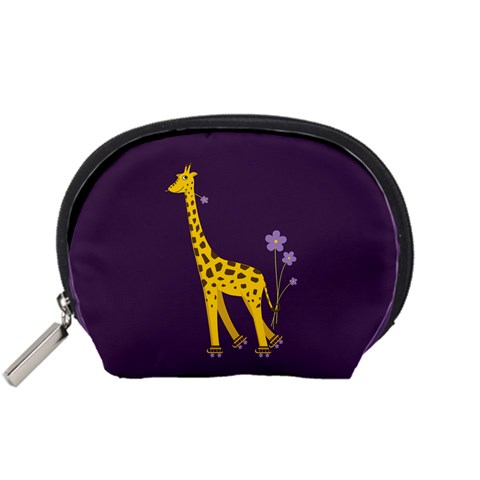 Purple Roller Skating Cute Cartoon Giraffe Accessories Pouch (Small) from ZippyPress Front