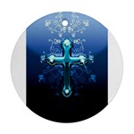 Glossy Blue Cross Live Wp 1 2 S 307x512 Round Ornament