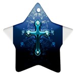 Glossy Blue Cross Live Wp 1 2 S 307x512 Star Ornament (Two Sides)