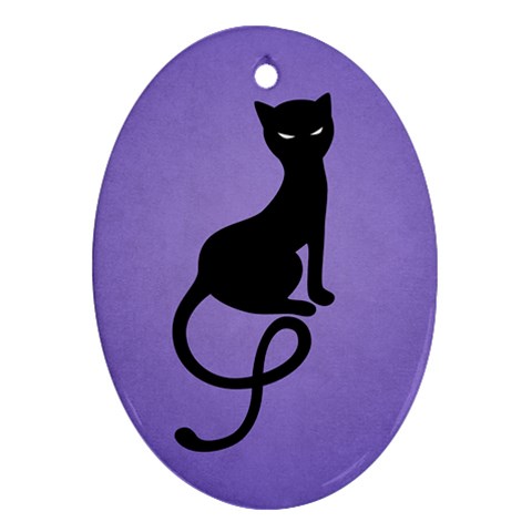 Purple Gracious Evil Black Cat Oval Ornament from ZippyPress Front