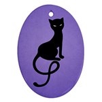 Purple Gracious Evil Black Cat Oval Ornament