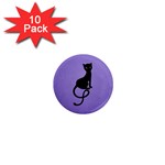 Purple Gracious Evil Black Cat 1  Mini Button Magnet (10 pack)