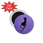 Purple Gracious Evil Black Cat 1.75  Button Magnet (100 pack)