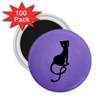 Purple Gracious Evil Black Cat 2.25  Button Magnet (100 pack)