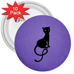 Purple Gracious Evil Black Cat 3  Button (10 pack)