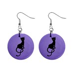 Purple Gracious Evil Black Cat Mini Button Earrings