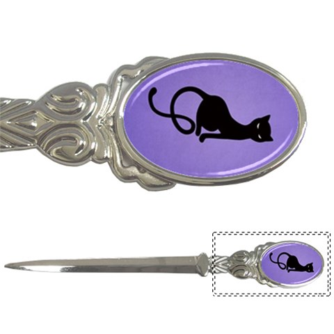 Purple Gracious Evil Black Cat Letter Opener from ZippyPress Front